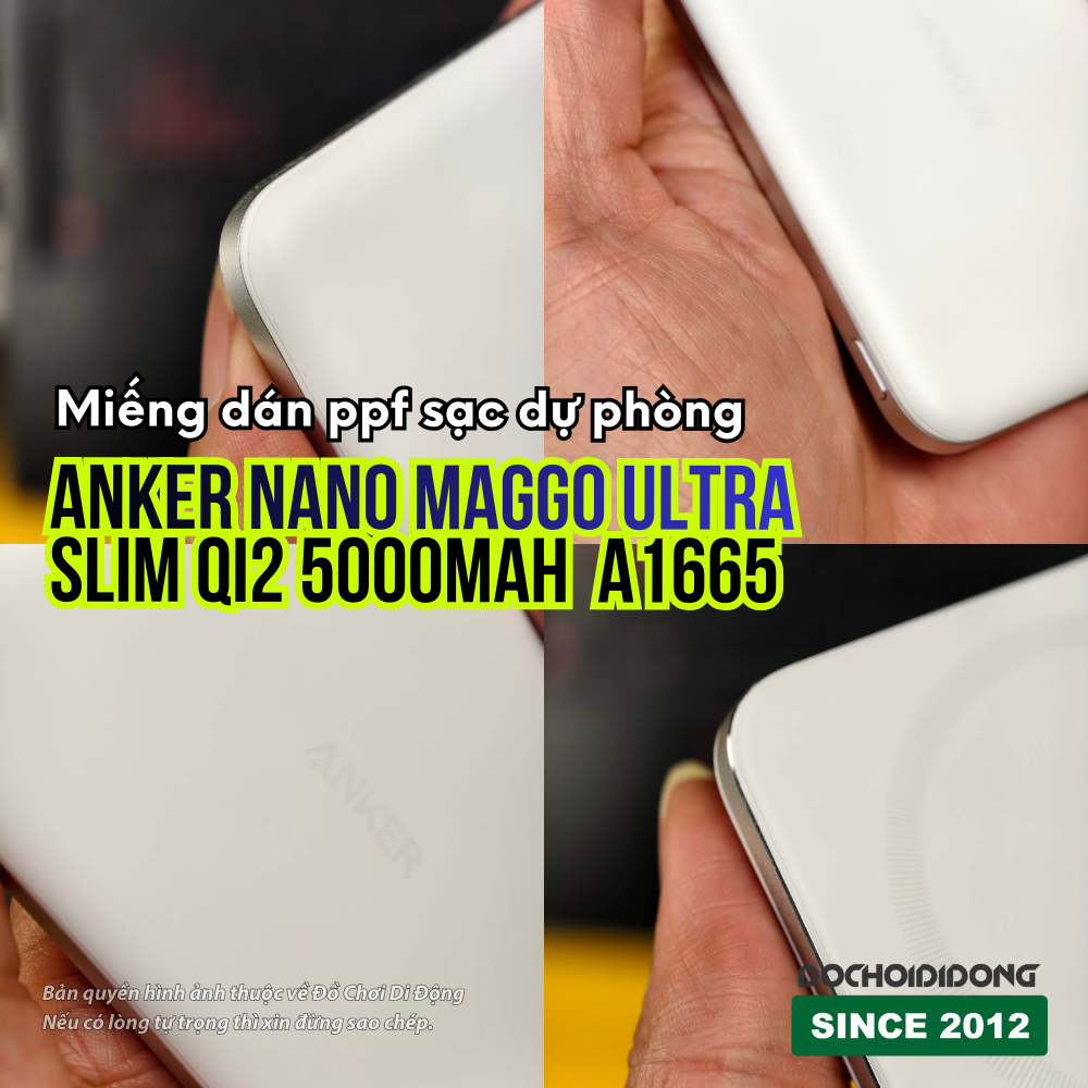 Miếng Dán PPF Anker MagGo Qi2 A1665 5000mah: Chống Xước Dăm, Không Ảnh Hưởng Sạc Không Dây