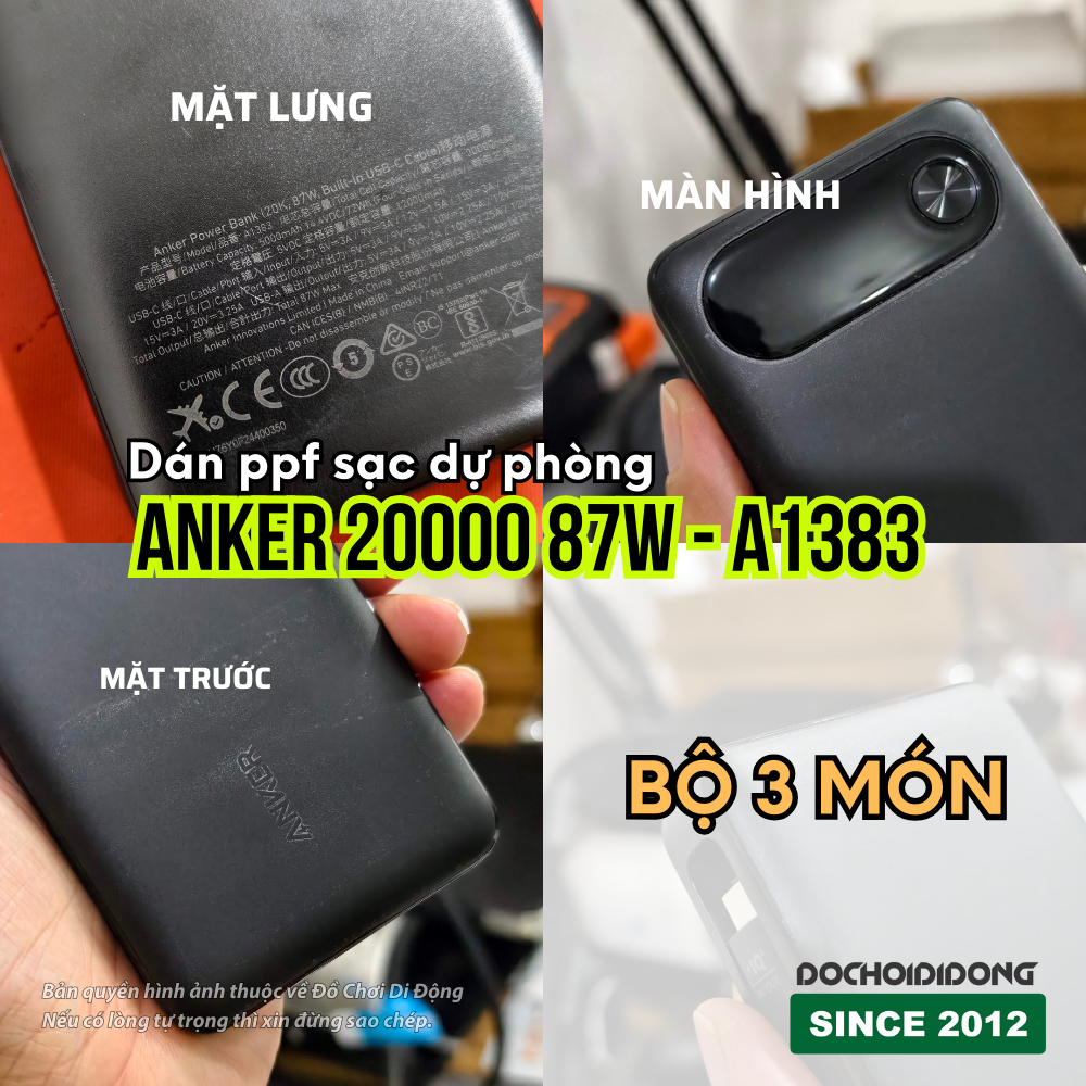 Miếng dán PPF bảo vệ sạc dự phòng Anker 20000 87W - A1383