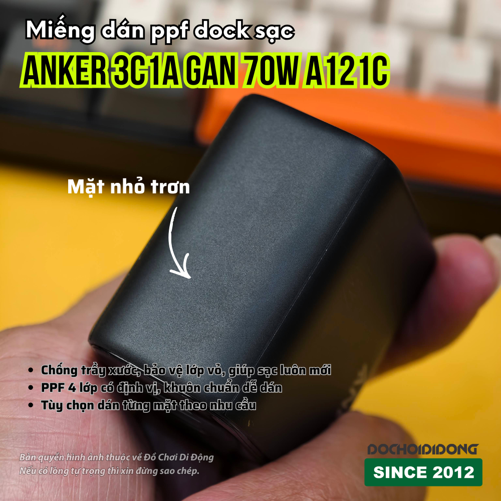 Miếng Dán PPF Dock Sạc Anker Zolo 3C1A GaN 70W (A121C) - Bảo Vệ Chống Trầy Xước, Khuôn Chuẩn