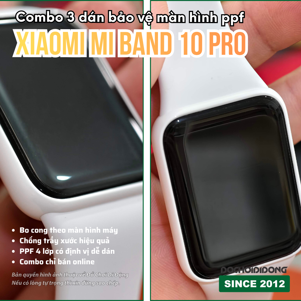 Combo 3 Miếng Dán Màn Hình PPF Xiaomi Smart Band 10 Pro Chính Hãng - Chống Trầy Cao Cấp