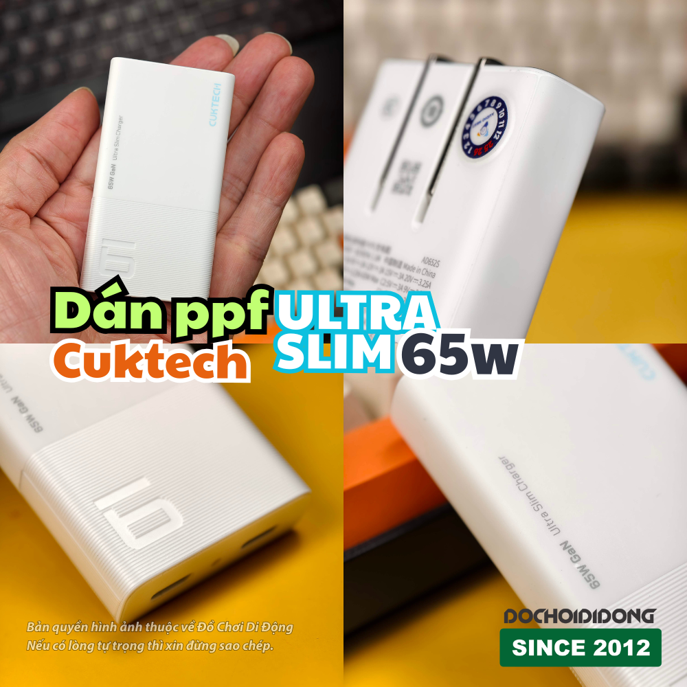 Bộ Dán PPF Full Body Cho Củ Sạc Cuktech Ultra Slim 65W – Chống Trầy Xước, Chống Bám Vân Tay, Bảo Vệ Toàn Diện