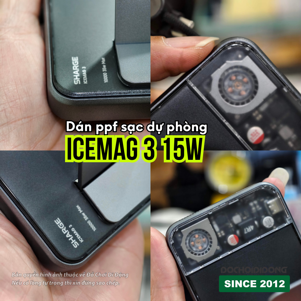 Dán PPF Bảo Vệ Mặt Trong Suốt Sạc Dự Phòng Sharge Icemag 3 15W (Chống Trầy, Tự Phục Hồi)
