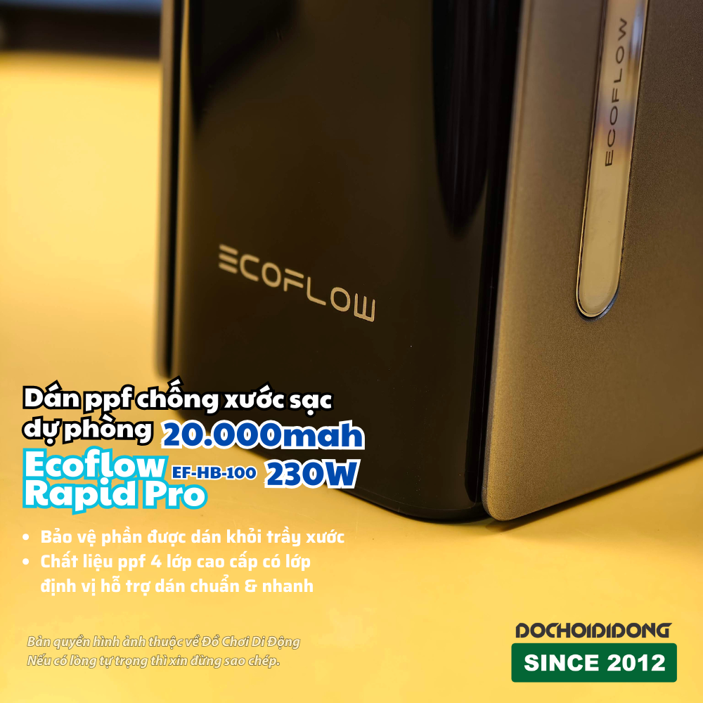 Bộ Dán PPF Chống Trầy Xước Cho Sạc Dự Phòng Ecoflow Rapid Pro 230W (EF-HB-100)