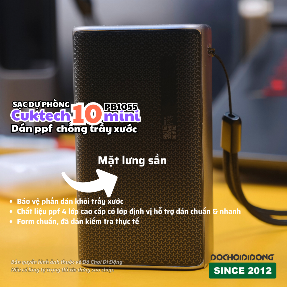 Miếng dán PPF màn hình sạc dự phòng Cuktech 10 Mini trong cao cấp