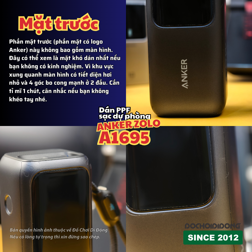 Miếng dán PPF chống trầy màn hình Pin sạc Dự Phòng Anker Zolo 25000 165W - A1695