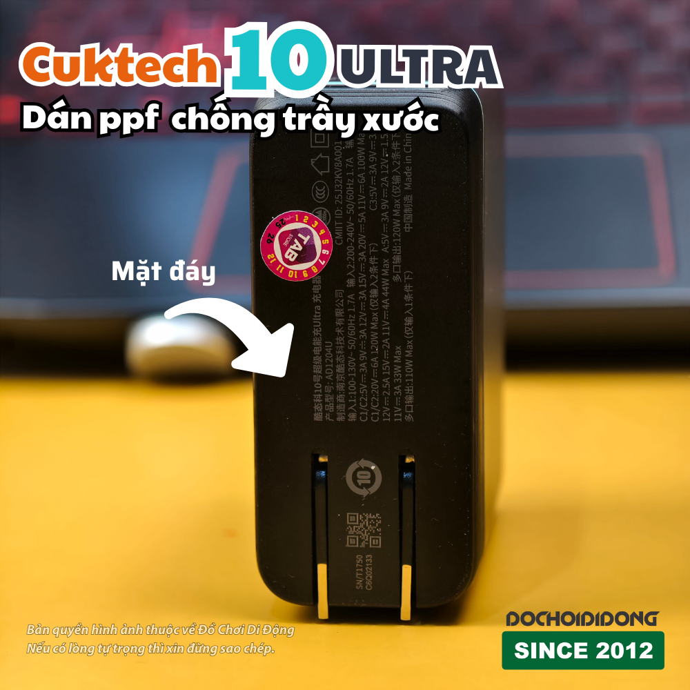Dán ppf củ sạc Cuktech 10 Ultra full màn hình cong - bảo vệ hoàn hảo