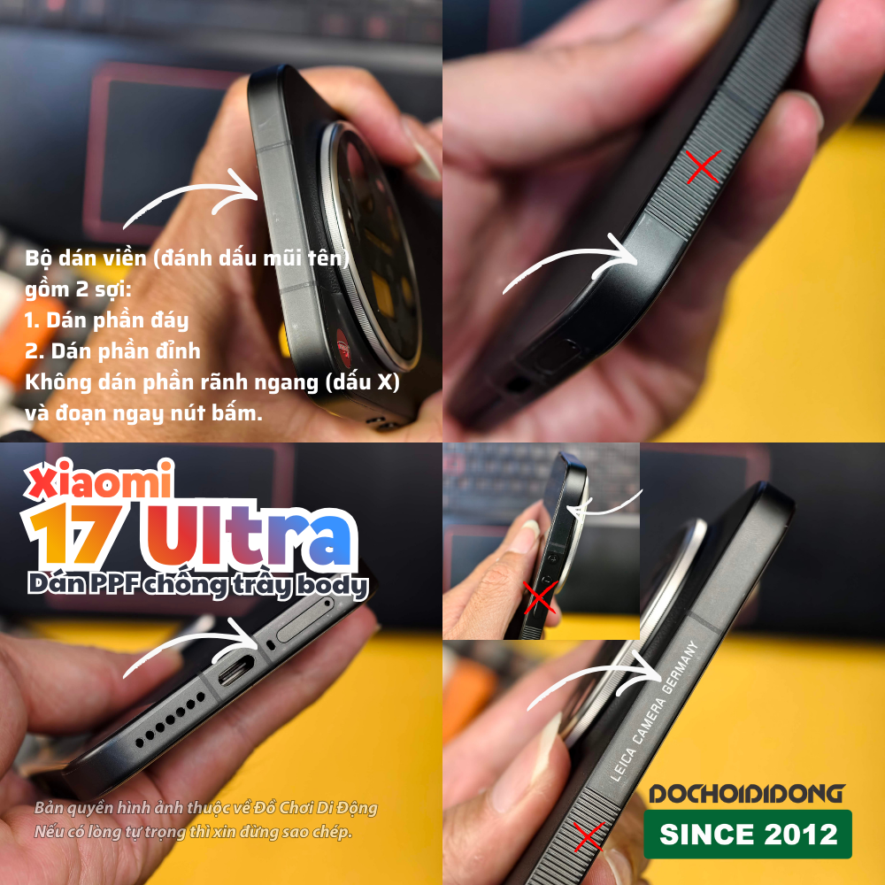 Dán PPF Chống Trầy Body Xiaomi 17 Ultra (Lưng Phẳng/Viền Trên Dưới/Camera) - Thiết Kế Chuyên Dụng