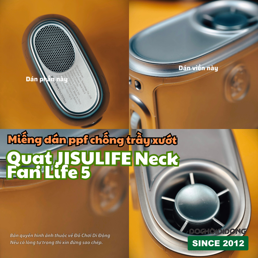 Miếng dán PPF chống trầy cho quạt JISULIFE Neck Fan Life 5 bảo vệ toàn diện