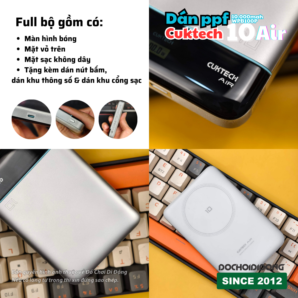 Dán PPF Full Body Bảo Vệ Sạc Dự Phòng Cuktech 10 Air 10000mAh WPB100P (Tùy Chọn Màn Hình)
