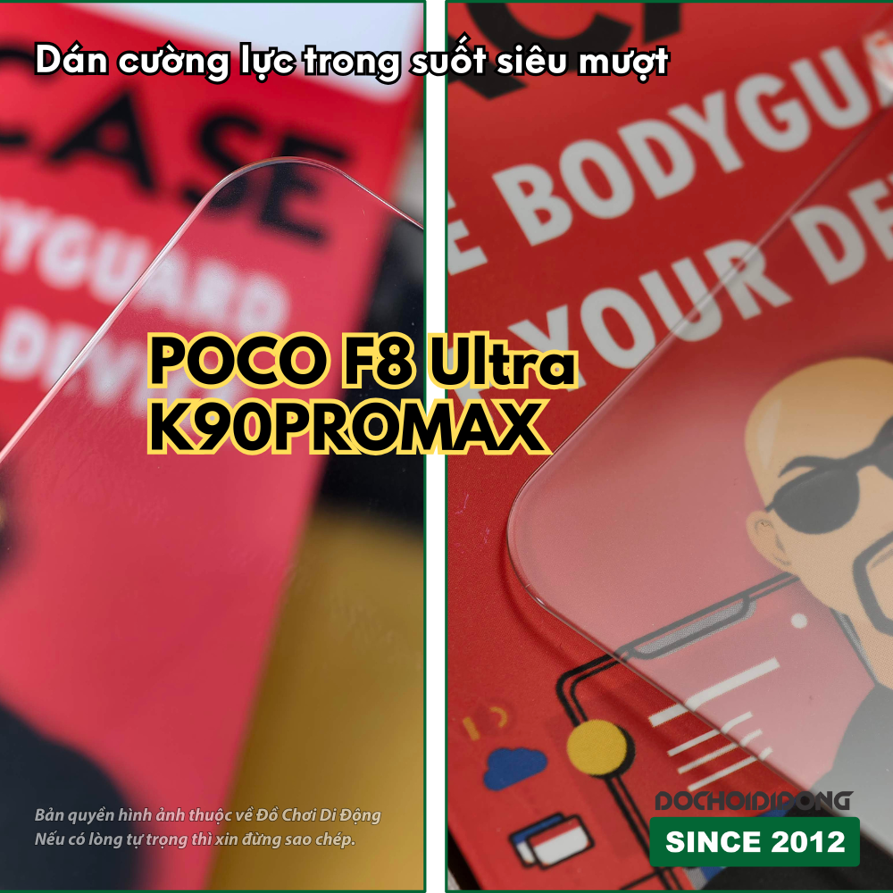 Kính Cường Lực Siêu Mượt Cho Poco F8 / F8 Ultra / K90 / K90 Pro Max (Full Keo, Hỗ Trợ Vân Tay)