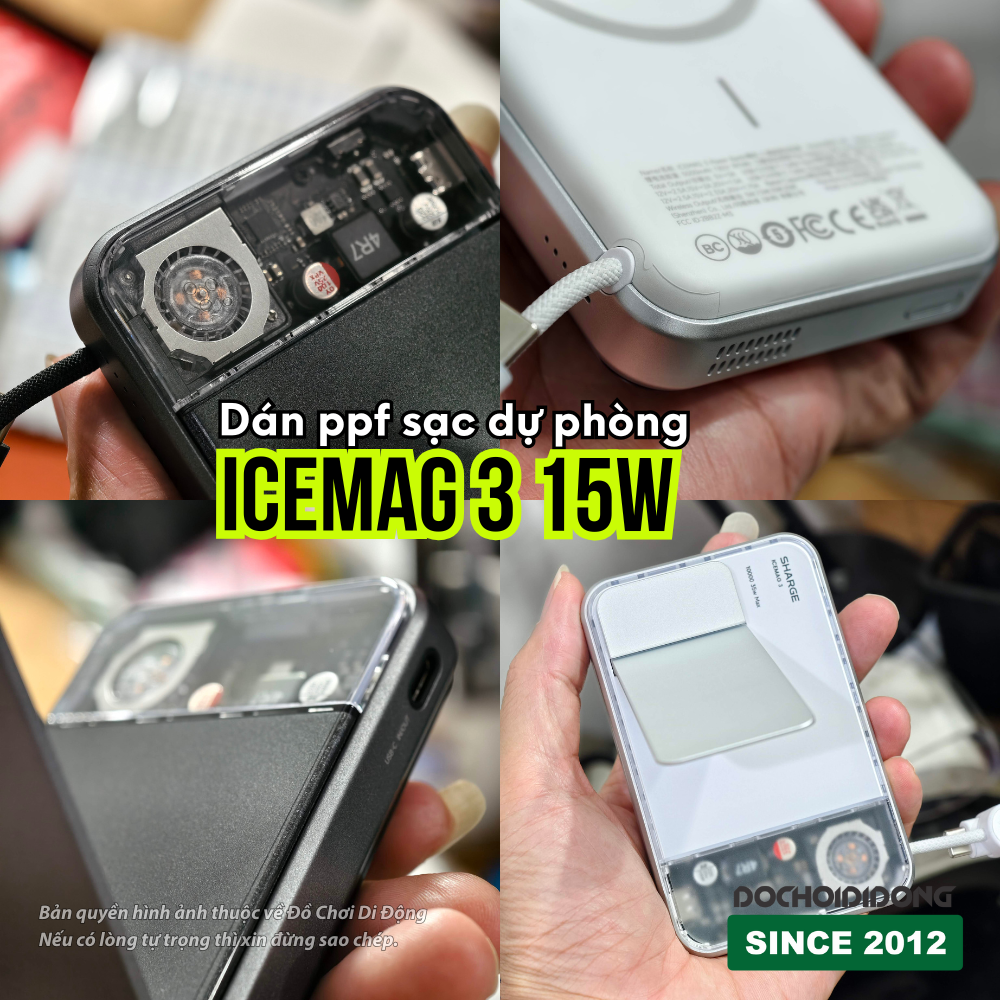 Dán PPF Bảo Vệ Mặt Trong Suốt Sạc Dự Phòng Sharge Icemag 3 15W (Chống Trầy, Tự Phục Hồi)