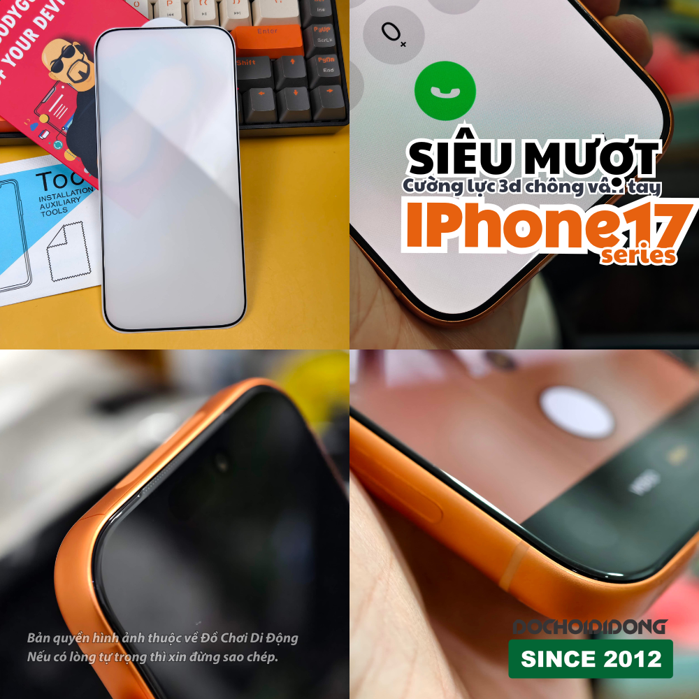 Kính Cường Lực 3D Nano Siêu Siêu Mượt Cho iPhone 17 / 16 Series (Pro / Pro Max)