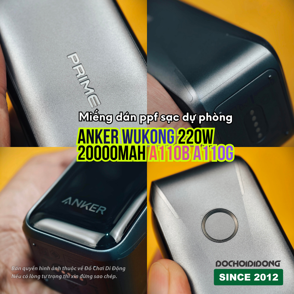 Miếng Dán PPF Chống Trầy Xước Sạc Dự Phòng Anker Wukong 220W 20000mAh A110B A110G (Màn Hình/Cổng/Đáy)