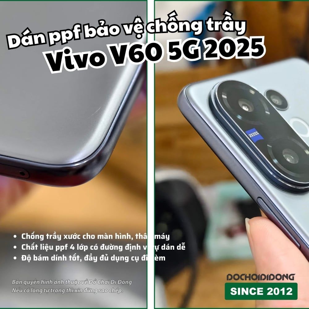 Miếng dán PPF bảo vệ chống trầy cho Vivo V60 5G 2025