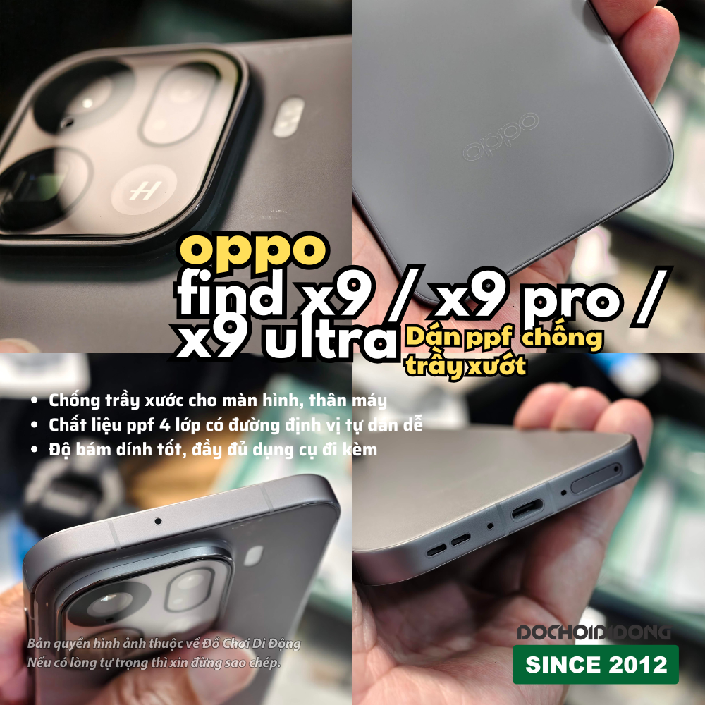 Miếng Dán PPF Chống Trầy Xước Full Body Cho Oppo Find X9 / X9 Pro / X9 Ultra (Nhám/Bóng/Full Viền)