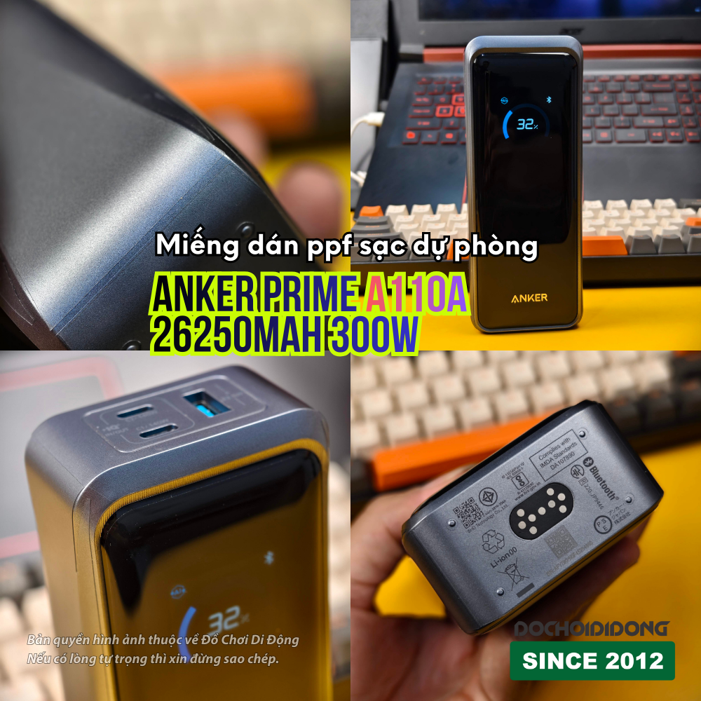 Miếng dán PPF Full Body Chống Trầy Xước Sạc Dự Phòng Anker Prime 27,650mAh 300W A110A