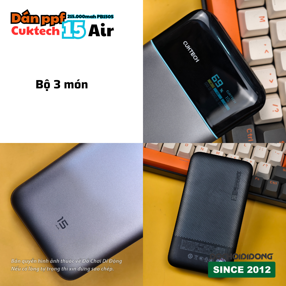 Dán Ppf sạc dự phòng Cuktech 15 Air 15.000mah PB150S cao cấp