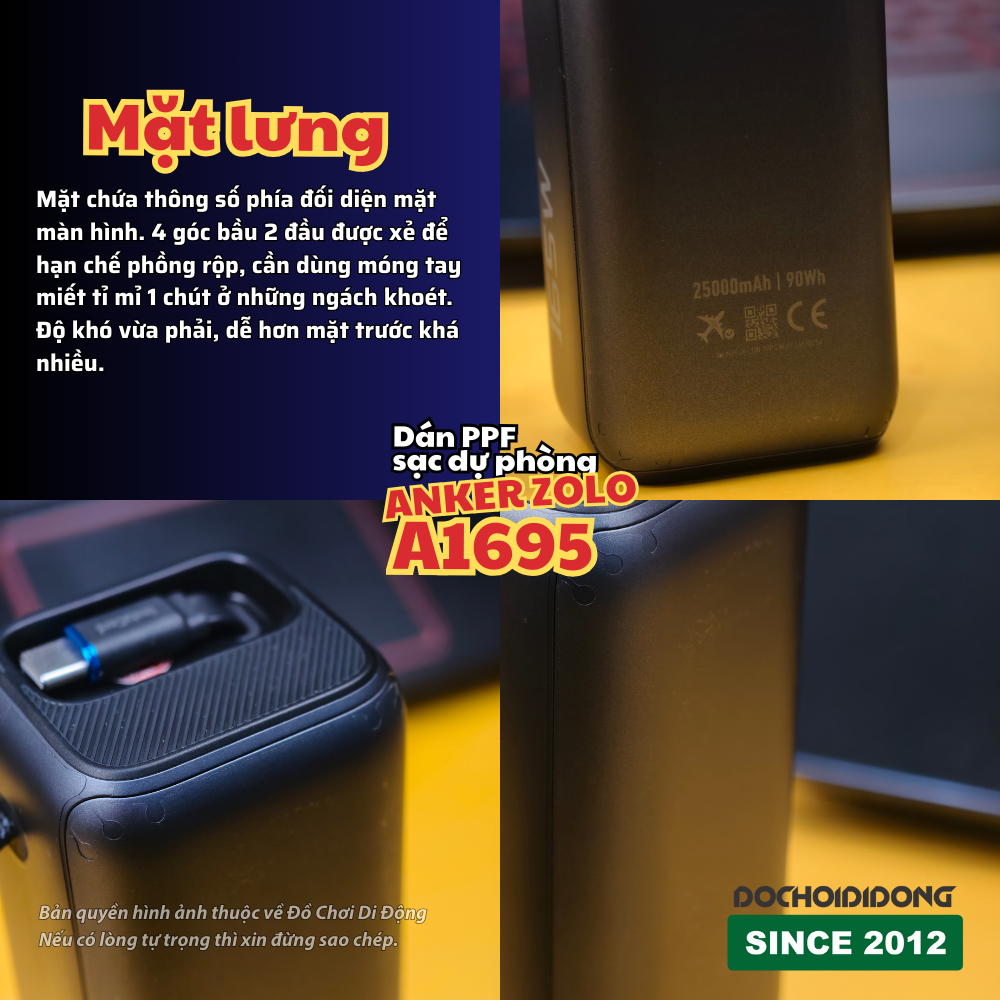 Miếng dán PPF chống trầy màn hình Pin sạc Dự Phòng Anker Zolo 25000 165W - A1695