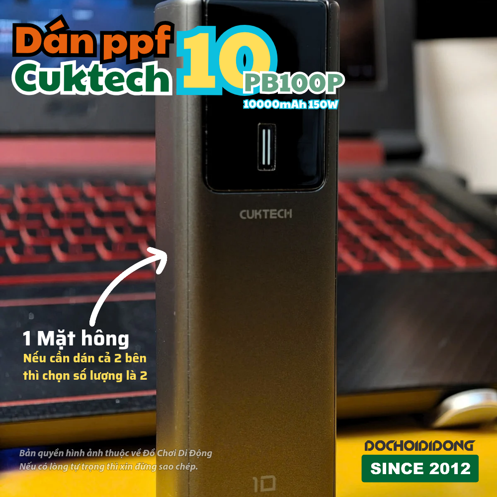 Miếng dán PPF chống trầy màn hình Pin sạc Dự Phòng Cuktech 10 Power Bank 10000mAh 150W PB100P