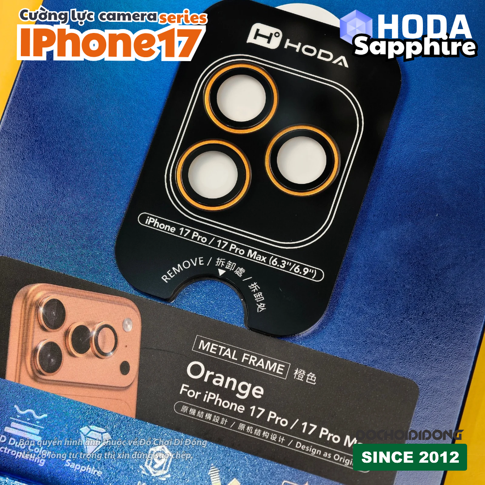 Dán kính cường lực bảo vệ camera iPhone 17 Pro Max Air Hoda Sapphire – Bảo vệ đẳng cấp, chuẩn màu nguyên bản