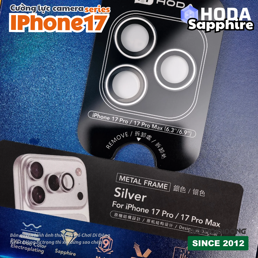 Dán kính cường lực bảo vệ camera iPhone 17 Pro Max Air Hoda Sapphire – Bảo vệ đẳng cấp, chuẩn màu nguyên bản
