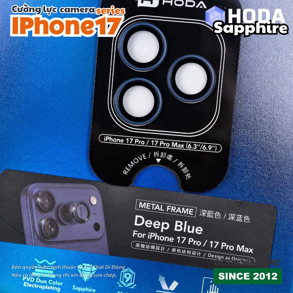 Dán kính cường lực bảo vệ camera iPhone 17 Pro Max Air Hoda Sapphire – Bảo vệ đẳng cấp, chuẩn màu nguyên bản