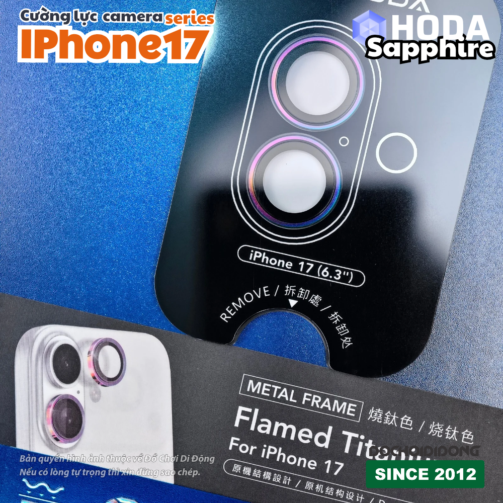Dán kính cường lực bảo vệ camera iPhone 17 Pro Max Air Hoda Sapphire – Bảo vệ đẳng cấp, chuẩn màu nguyên bản