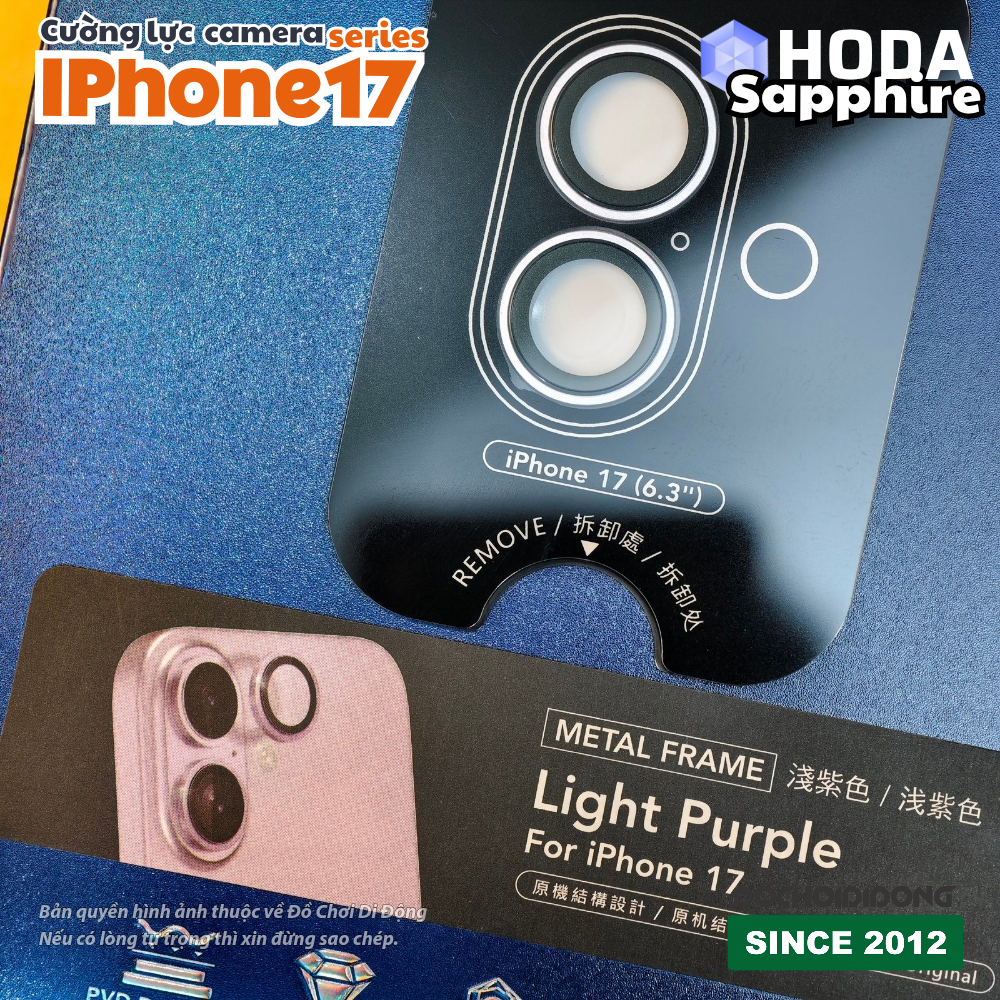 Dán kính cường lực bảo vệ camera iPhone 17 Pro Max Air Hoda Sapphire – Bảo vệ đẳng cấp, chuẩn màu nguyên bản