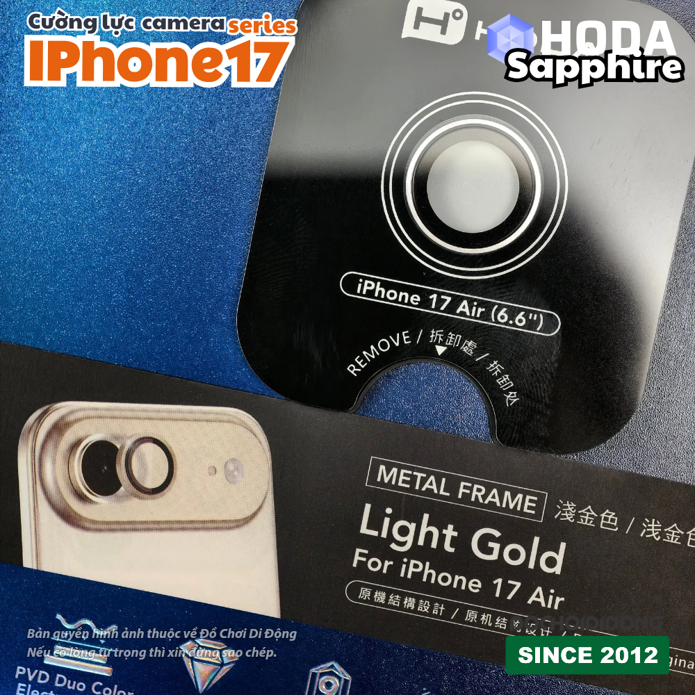 Dán kính cường lực bảo vệ camera iPhone 17 Pro Max Air Hoda Sapphire – Bảo vệ đẳng cấp, chuẩn màu nguyên bản