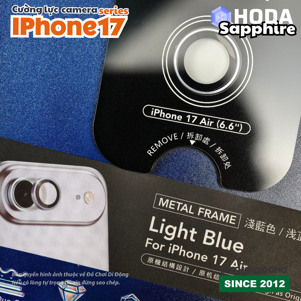 Dán kính cường lực bảo vệ camera iPhone 17 Pro Max Air Hoda Sapphire – Bảo vệ đẳng cấp, chuẩn màu nguyên bản