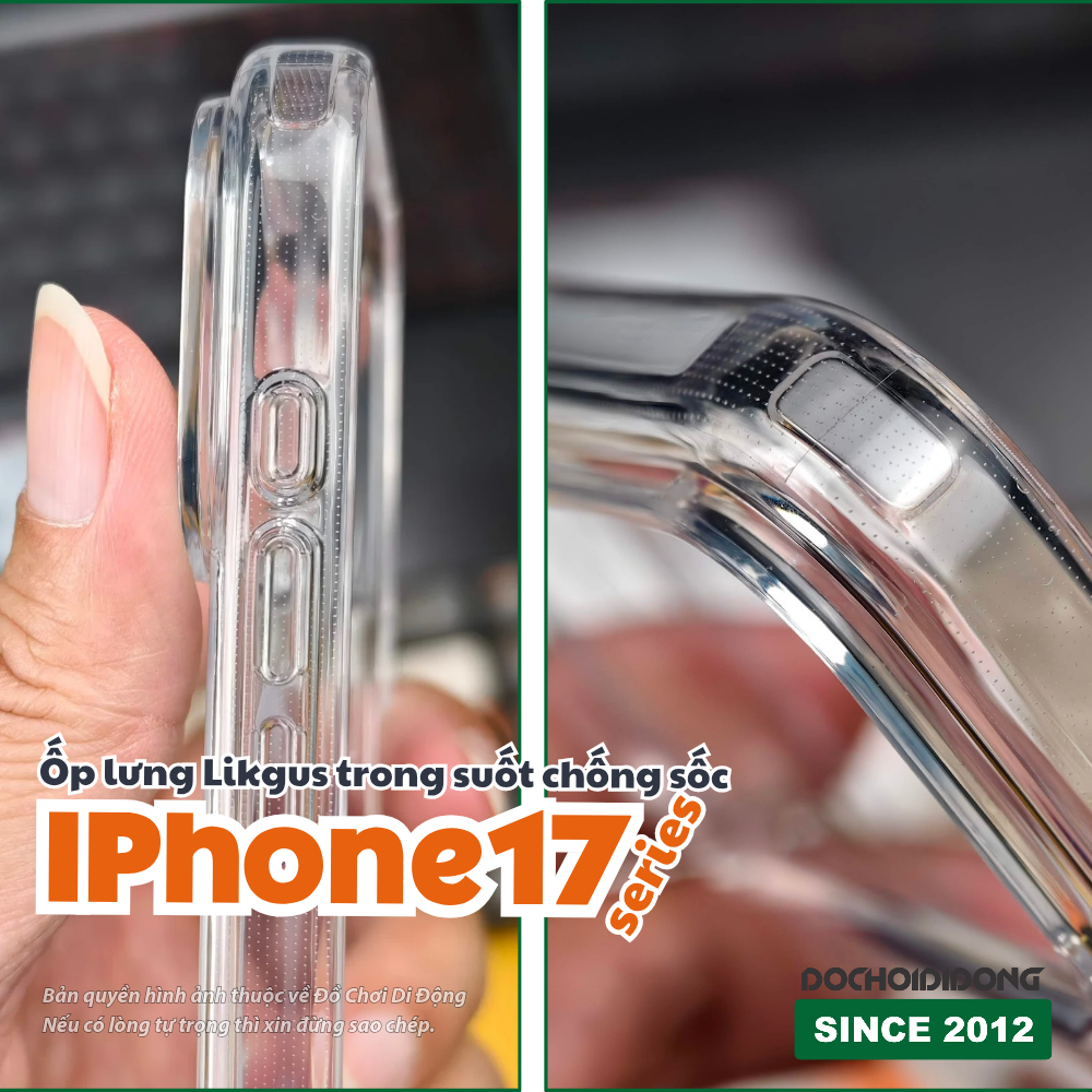 Ốp lưng iPhone 17 Pro Max Air Likgus trong suốt chống sốc có vòng nam châm - Bảo vệ tối ưu, khoe trọn vẻ đẹp nguyên bản