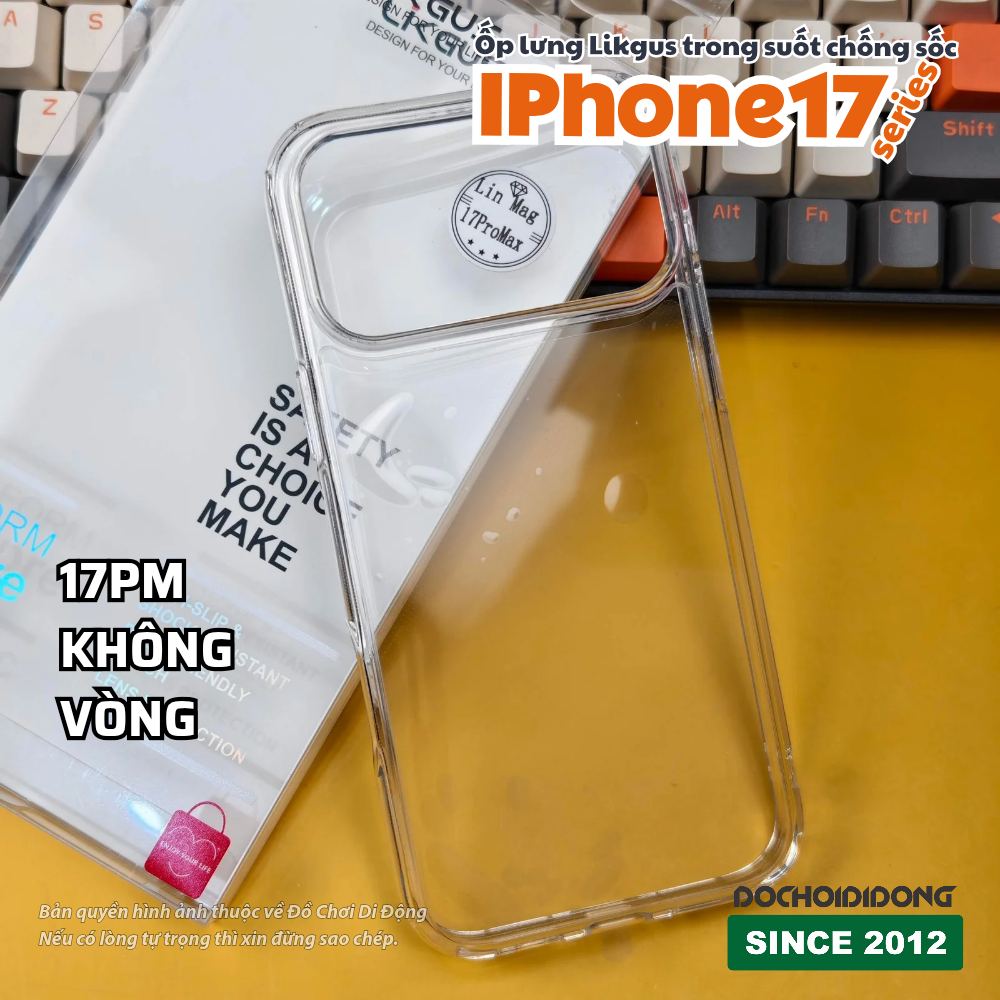 Ốp lưng iPhone 17 Pro Max Air Likgus trong suốt chống sốc có vòng nam châm - Bảo vệ tối ưu, khoe trọn vẻ đẹp nguyên bản