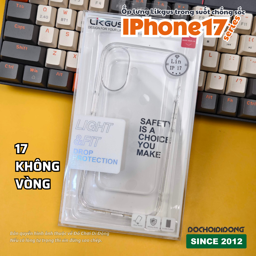 Ốp lưng iPhone 17 Pro Max Air Likgus trong suốt chống sốc có vòng nam châm - Bảo vệ tối ưu, khoe trọn vẻ đẹp nguyên bản
