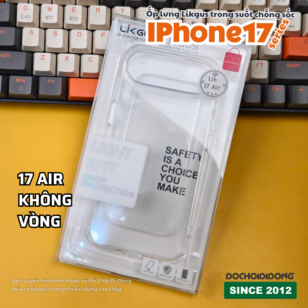 Ốp lưng iPhone 17 Pro Max Air Likgus trong suốt chống sốc có vòng nam châm - Bảo vệ tối ưu, khoe trọn vẻ đẹp nguyên bản