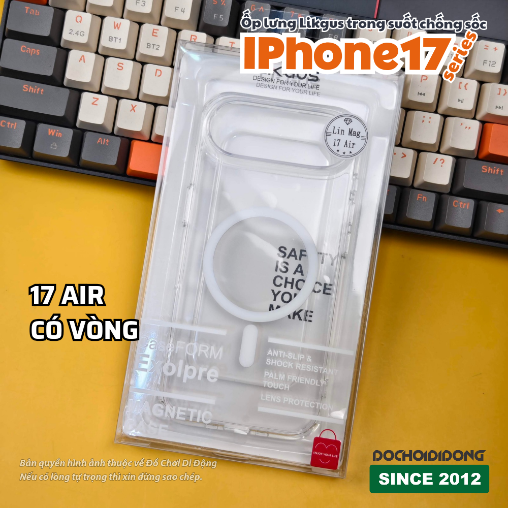 Ốp lưng iPhone 17 Pro Max Air Likgus trong suốt chống sốc có vòng nam châm - Bảo vệ tối ưu, khoe trọn vẻ đẹp nguyên bản