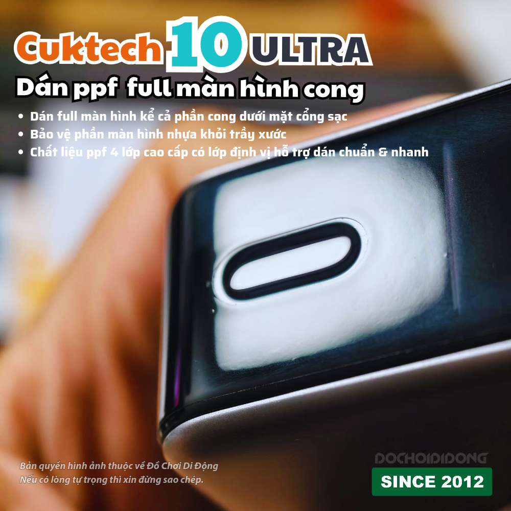 Dán PPF củ sạc Cuktech 10 Ultra Full Màn Hình Cong - Bảo vệ Hoàn Hảo