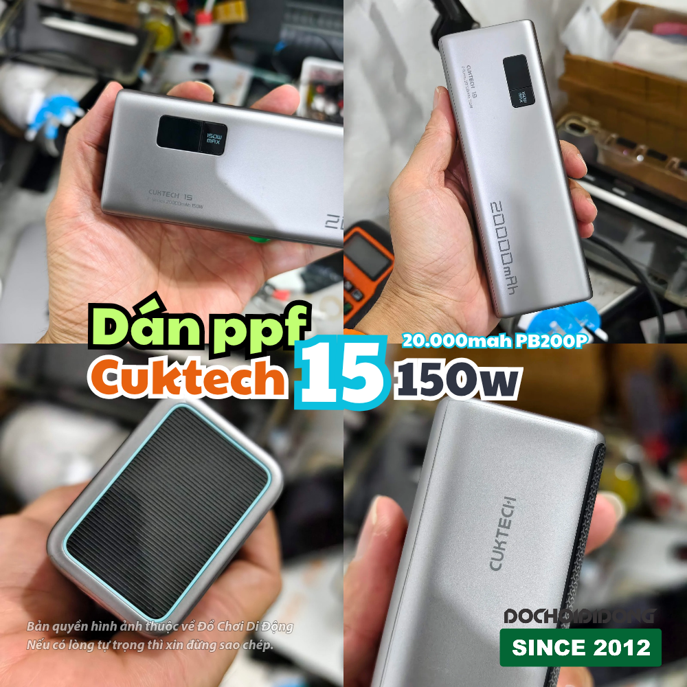 Dán sạc dự phòng PPF Cuktech 15 20.000mAh 150W PB200P - Bảo vệ toàn diện, bền bỉ vượt trội