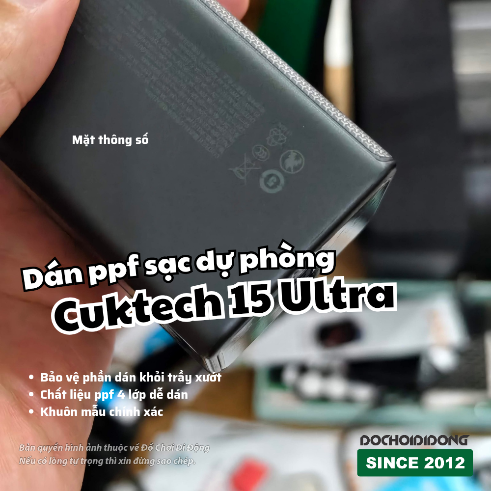 Miếng dán PPF chống trầy màn hình Pin sạc Dự Phòng Cuktech 15 Ultra 20000mAh 210W 2C1AP