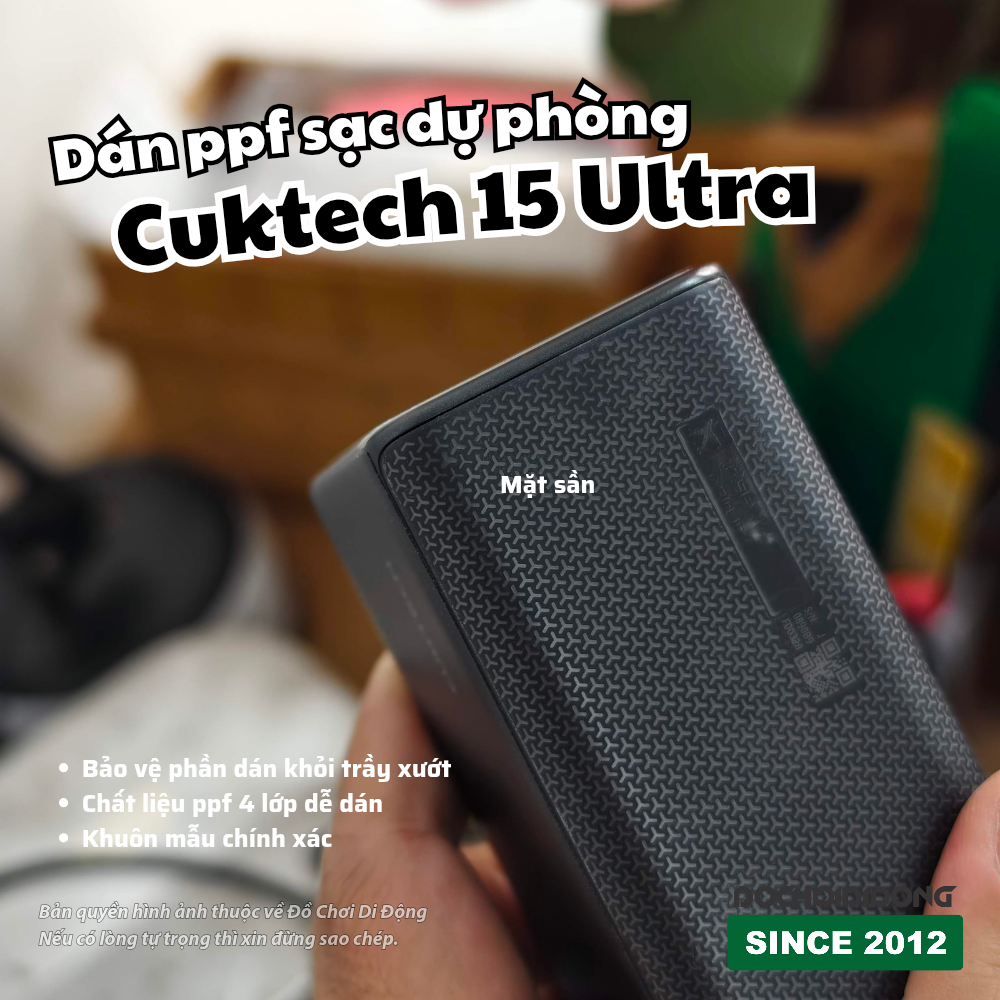 Miếng dán PPF chống trầy màn hình Pin sạc Dự Phòng Cuktech 15 Ultra 20000mAh 210W 2C1AP