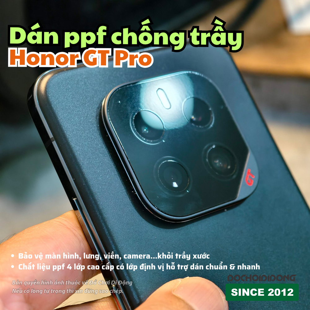 Miếng dán ppf màn hình, lưng viền, camera Honor GT Pro cao cấp
