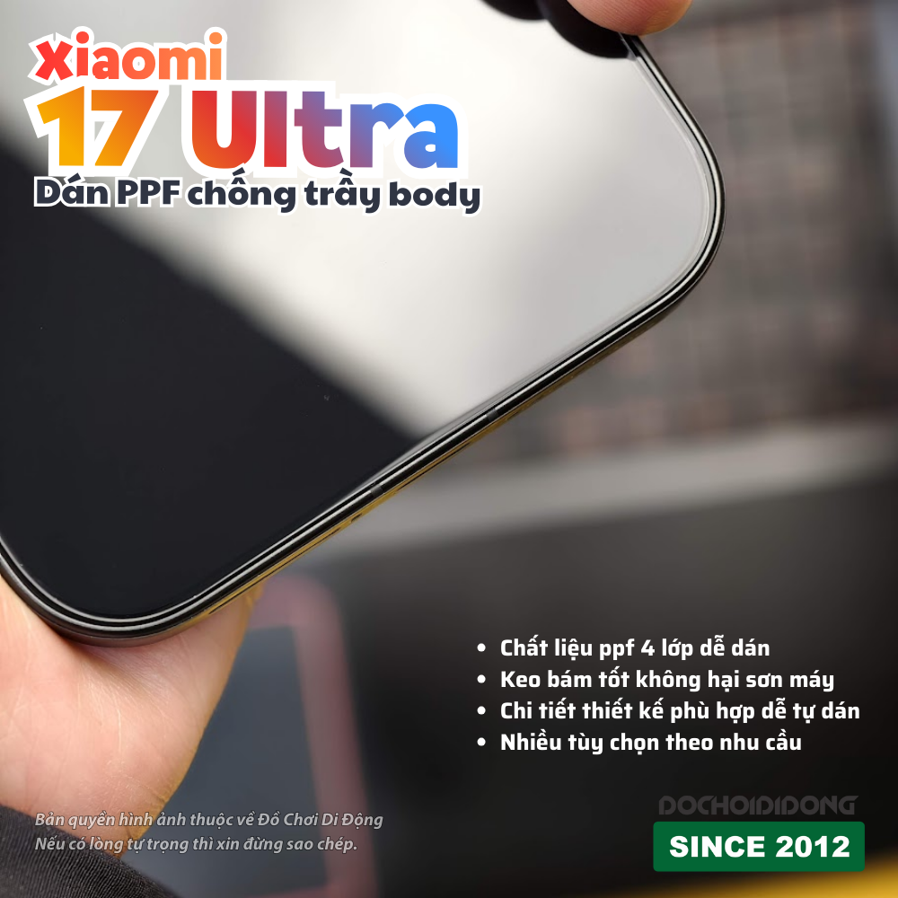 Dán PPF Chống Trầy Body Xiaomi 17 Ultra (Lưng Phẳng/Viền Trên Dưới/Camera) - Thiết Kế Chuyên Dụng