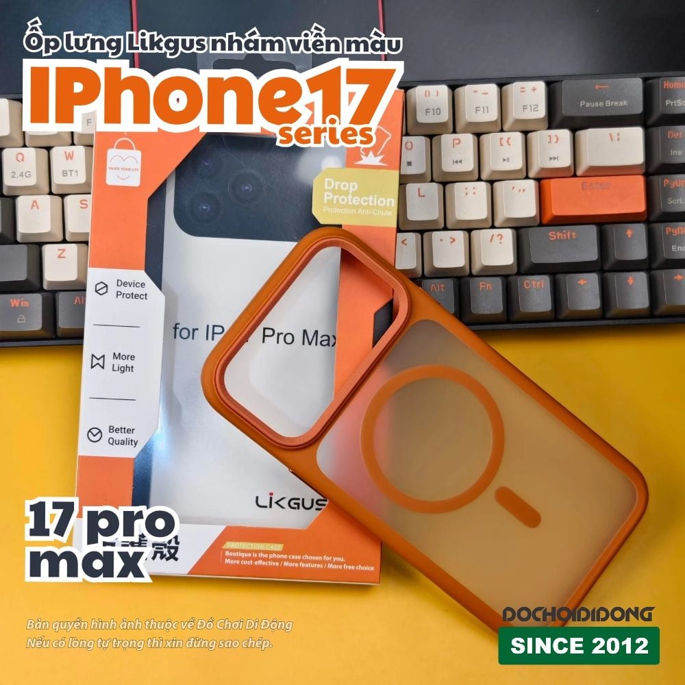 Ốp lưng iPhone 17 Pro Max Air Likgus lưng nhám viền màu có vòng nam châm - Bảo vệ toàn diện, phong cách nổi bật