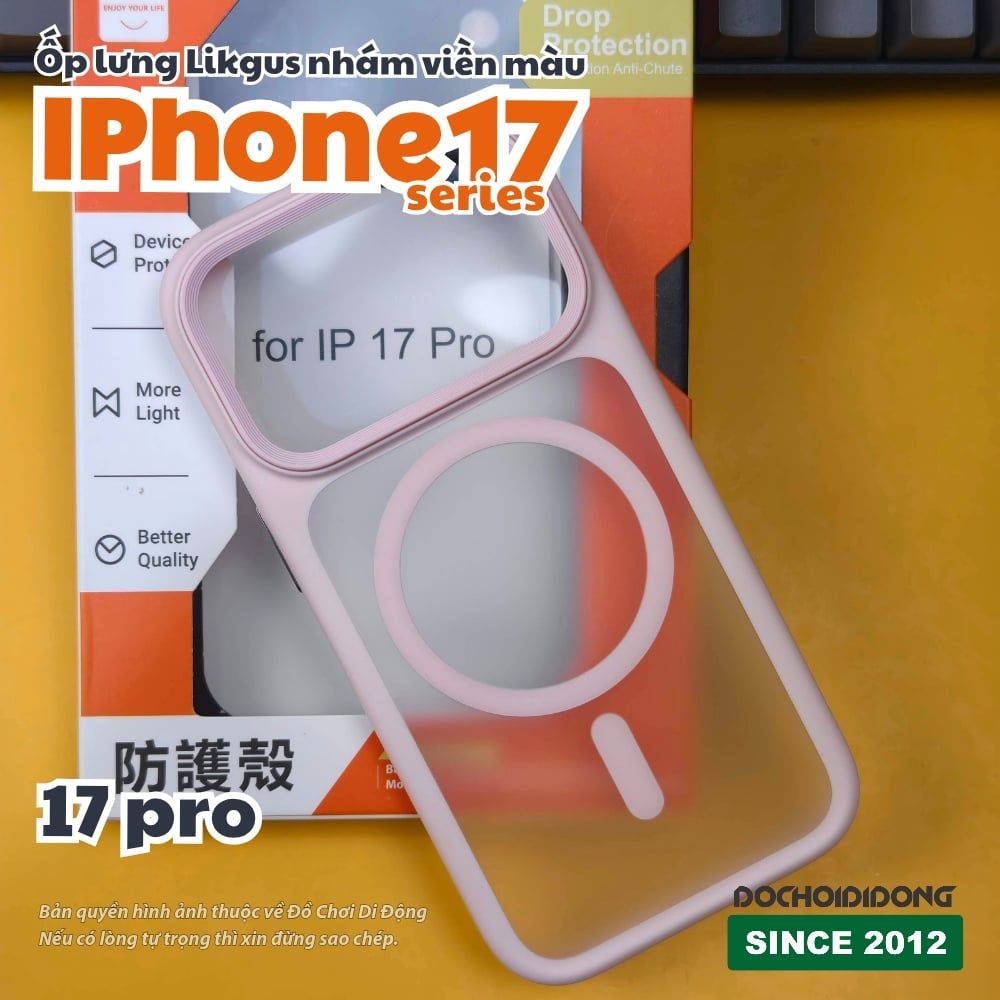 Ốp lưng iPhone 17 Pro Max Air Likgus lưng nhám viền màu có vòng nam châm - Bảo vệ toàn diện, phong cách nổi bật