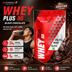 Bột Protein WHEY PLUS 80 Black Chocolate Keforma 480g | Bổ Sung 24g Protein Chất Lượng Cao