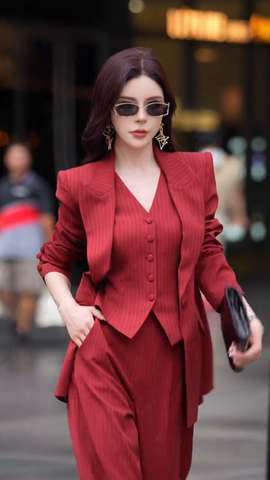 Set vest áo gile quần dài sọc