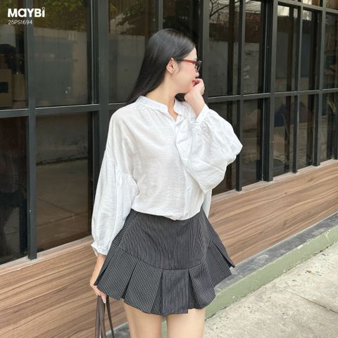 Chân váy mini xếp ly sọc dọc