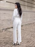 Quần kaki trắng suông thêu nơ trang trí sau