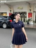 Đầm polo thun tùng xòe xếp ly dáng mini