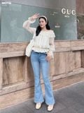 Áo bẹt vai chấm bi