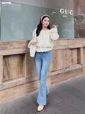 Áo bẹt vai chấm bi